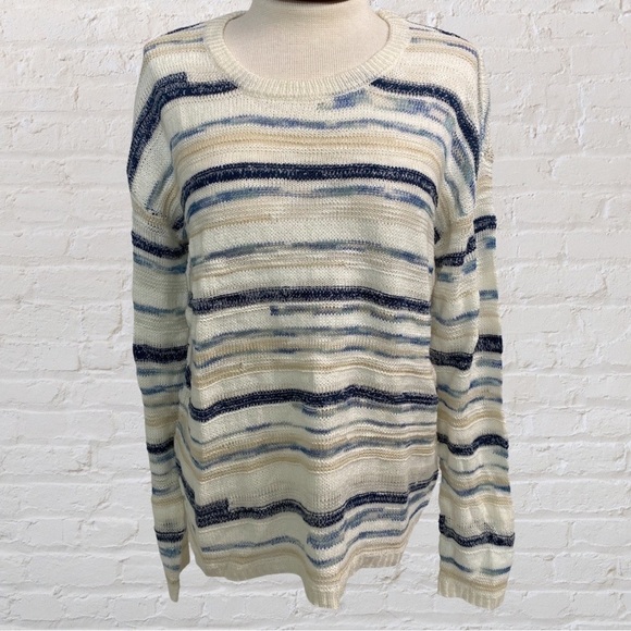 Liz Claiborne Sweaters - Liz Claiborne Coastal Lightweight Blue & Cream Knit Sweater Size Medium NWT